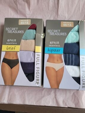 Brand New 2 Pks Secret Treasures Women Brief & Hipster Underwe Panties Plus 4X